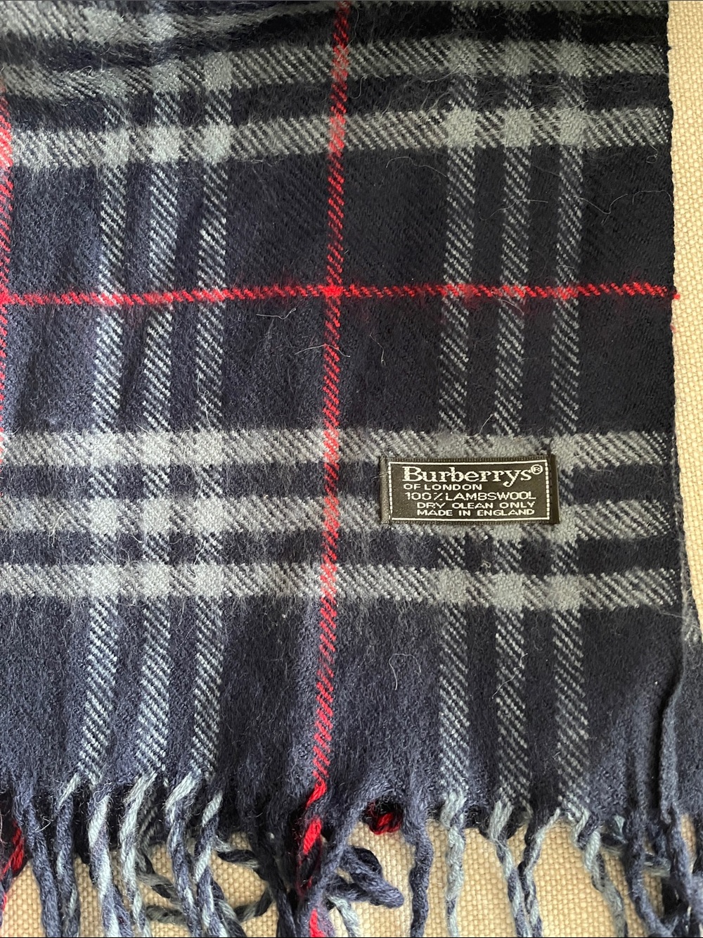 Burberry London Vintage Navy Plaid Nova Check 100% Lambswool